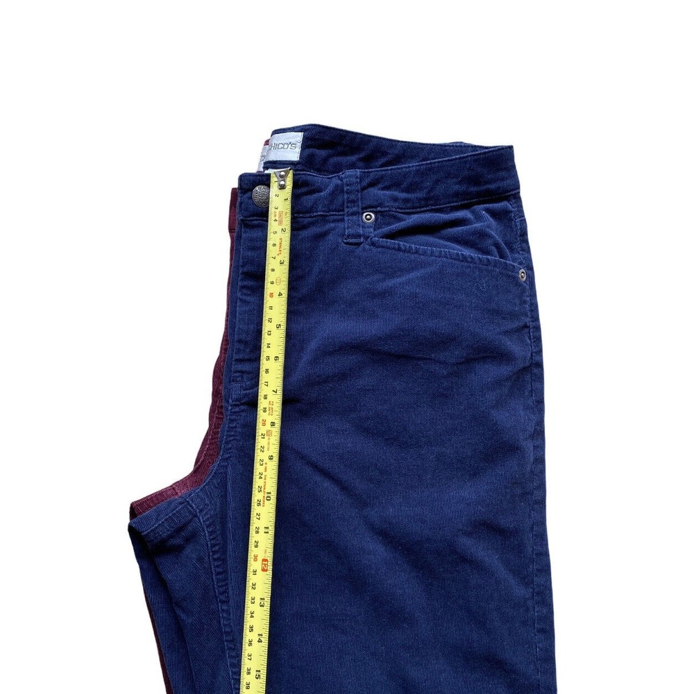 (2) Chicos Womens Corduroy Pants Size 1.5 Regular Straight Trousers Berry & Blue - Picture 9 of 12